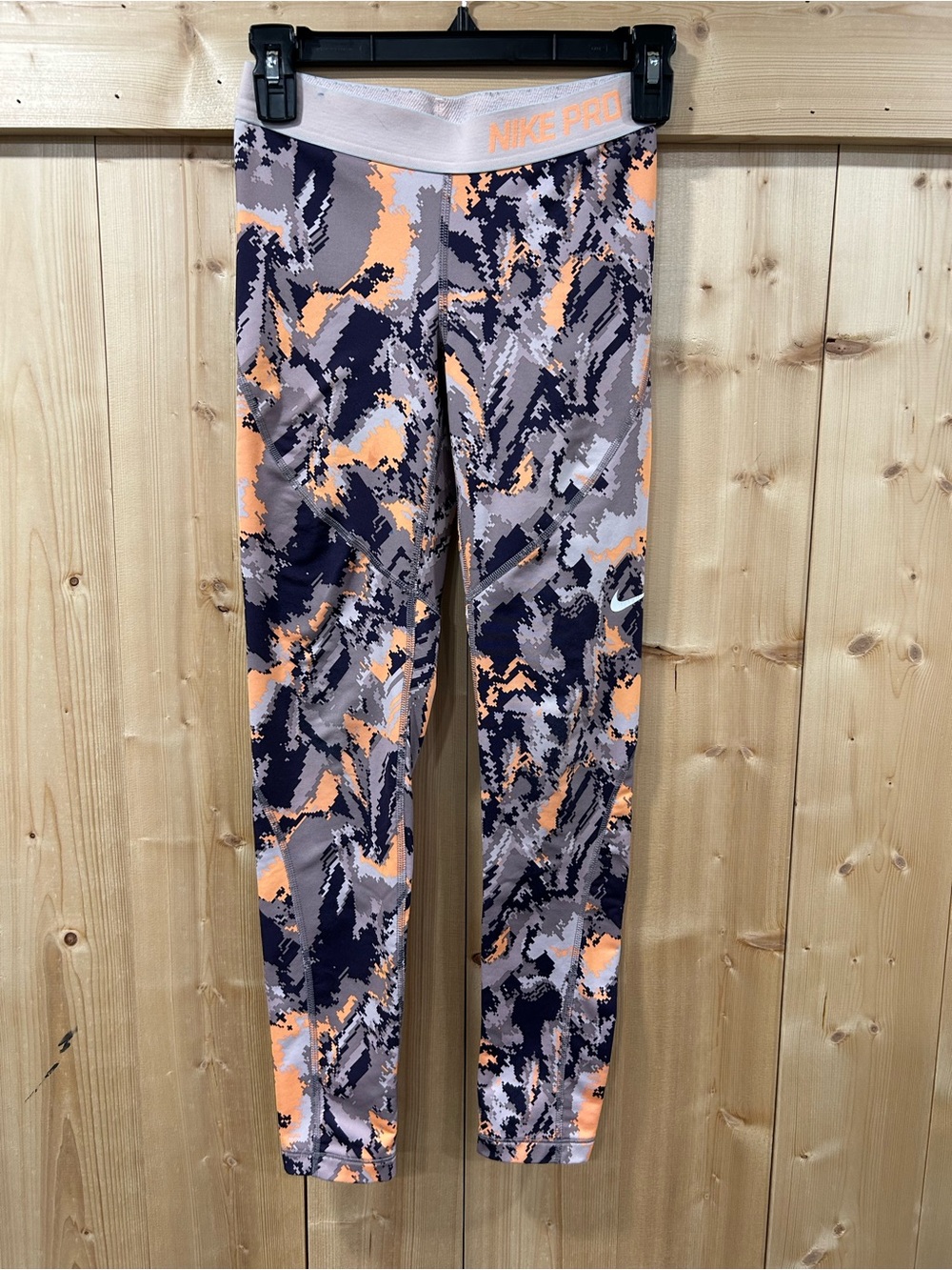 Nike Pro Hyperwarm Digital Camo Leggings - Gray Peach Black, Large